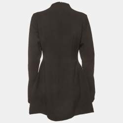Pre Owned Oddmuse Black Crepe Long Sleeve Fitted Mini Dress M 
