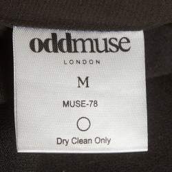 Pre Owned Oddmuse Black Crepe Long Sleeve Fitted Mini Dress M 