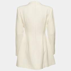 Pre Owned Oddmuse White Crepe Button Detail Structured Mini Dress M