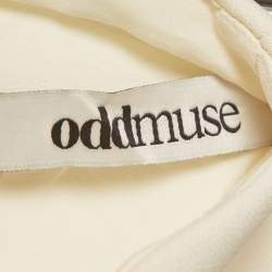 Pre Owned Oddmuse White Crepe Button Detail Structured Mini Dress M