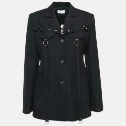Off-White Black Wool Blend Cargo Round Pocket Detail Jacket M