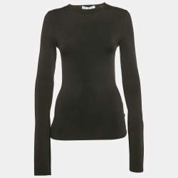 مملوكة مسبقًا Off-White Black Rib Knit Back Open Fitted Top S