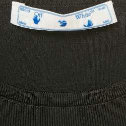 Pre Owned Off-White Black Rib Knit Back Open Fitted Top S