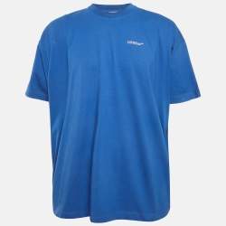 مملوكة مسبقًا Off-White Blue Arrow Print Jersey Crewneck T-Shirt XS
