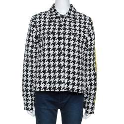 Off-White Monochrome Wool Blend Houndstooth Jacket M