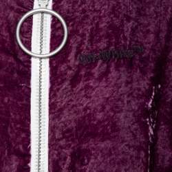 Off-White Purple Crushed Velvet Zipper Front Bomber Jacket M