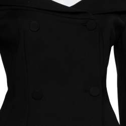 Off-White Black Crepe Off Shoulder Asymmetrical Hem Blazer M