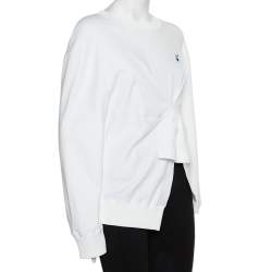 Pre Owned Off-White White Cotton Knot Detail Sweatshirt M
