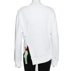 Pre Owned Off-White White Cotton Knot Detail Sweatshirt M