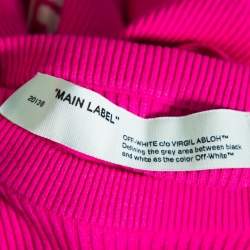 Pre Owned Off-White Pink Rib Knit Logo Strip Detail Long Sleeve Industrial Top S