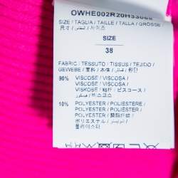 Pre Owned Off-White Pink Rib Knit Logo Strip Detail Long Sleeve Industrial Top S