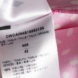 Off-White Pink Printed Satin Plisse Wide Leg Culottes M