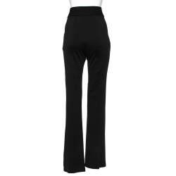 مملوكة مسبقًا Off-White Black Stretch Knit Flared Silhouette Track Pants M