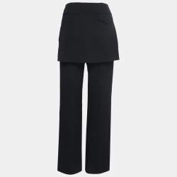 Pre Owned Off-White Black Crepe Skirt Panel Tailored Trousers L