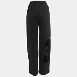 Pre Owned Off-White Black Printed Cotton Knit Wide-Leg Sweat Pants S