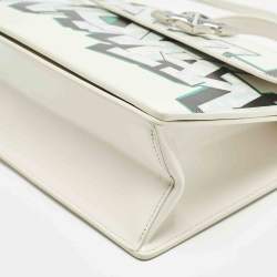 Off-White White Leather Graffiti 2.8 Jitney Top Handle Bag