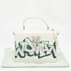 Off-White White Leather Graffiti 2.8 Jitney Top Handle Bag