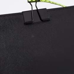 Off-White Green/Black Python Embossed Leather Small Binder Clip Flap Shoulder Bag