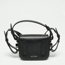 Pre Owned Off-White Black/White Leather Baby Binder Clip Crossbody Bag