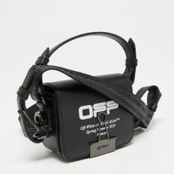 Pre Owned Off-White Black/White Leather Baby Binder Clip Crossbody Bag