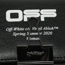 Pre Owned Off-White Black/White Leather Baby Binder Clip Crossbody Bag