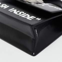 Pre Owned Off-White Black Leather Jitney "Cash Inside" Graffiti Top Handle Bag