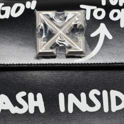 Pre Owned Off-White Black Leather Jitney "Cash Inside" Graffiti Top Handle Bag