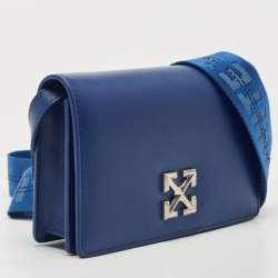 Off-White Blue Leather Jitney Flap Crossbody Bag