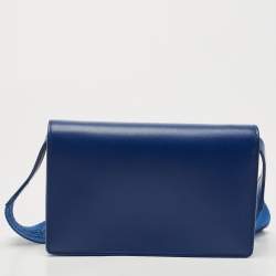 Off-White Blue Leather Jitney Flap Crossbody Bag