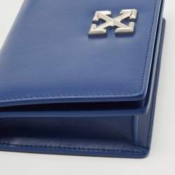 Off-White Blue Leather Jitney Flap Crossbody Bag