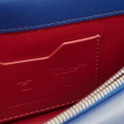 Off-White Blue Leather Jitney Flap Crossbody Bag