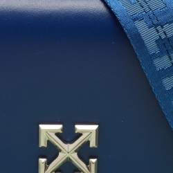 Off-White Blue Leather Jitney Flap Crossbody Bag