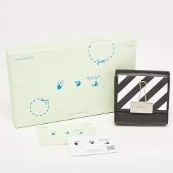 Off-White Black/White Diagonal Print Leather Binder Clip Compact Wallet