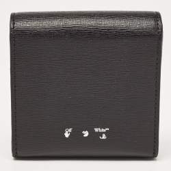 Off-White Black/White Diagonal Print Leather Binder Clip Compact Wallet