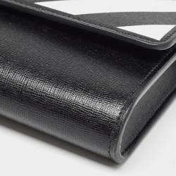 Off-White Black/White Diagonal Print Leather Binder Clip Wallet on Chain