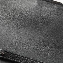 Off-White Black/White Diagonal Print Leather Binder Clip Wallet on Chain