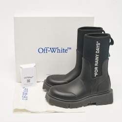 Off-White Black Neoprene and Rubber Ankle Length Boots Size 35