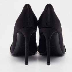 Pre Owned Off-White Black/Yellow Satin and Logo Canvas Commercial Bow Pumps Size 38