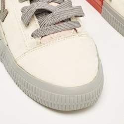 Off White Beige/Grey Canvas Vulcanized Low Top Sneakers Size 40