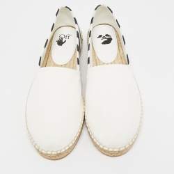 Off-White White/Black Canvas Slip On Espadrille Flats Size 39
