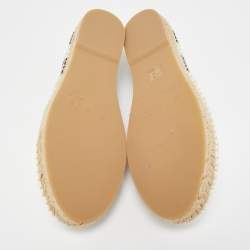 Off-White White/Black Canvas Slip On Espadrille Flats Size 39