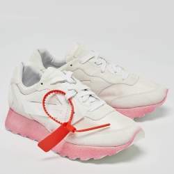 Off-White White Fabric and Suede Degrade HG Runner Sneakers Size 40