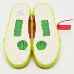 Off White Neon Yellow Canvas and Suede Vulcanized Low Top Sneakers Size 39