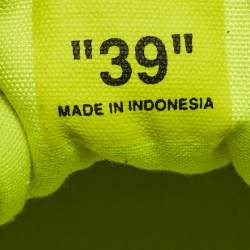 Off White Neon Yellow Canvas and Suede Vulcanized Low Top Sneakers Size 39