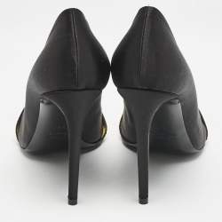Off-White Black/Yellow Satin Commercial Bow Pumps Size 40