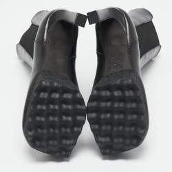 Off-White Black Leather Sponge Chelsea Heeled Ankle Length Boots Size 36