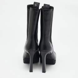 Off-White Black Leather Sponge Chelsea Heeled Ankle Length Boots Size 36