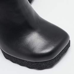 Off-White Black Leather Sponge Chelsea Heeled Ankle Length Boots Size 36