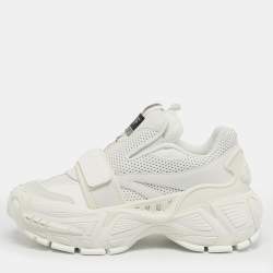 Pre Owned Off-White White Perforated Leather and Mesh Glove Sneakers Size 39