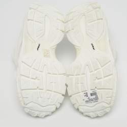 Pre Owned Off-White White Perforated Leather and Mesh Glove Sneakers Size 39